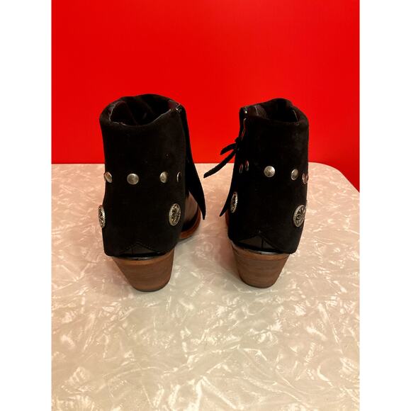 Reba by Justin Black Leather Ankle Boots, Women's Size 8.5B/EUR 39 - Picture 4 of 7